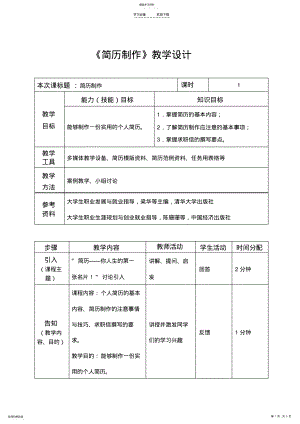 2022年教案——简历制作 .pdf