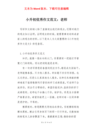 小升初优秀作文范文：老师.docx