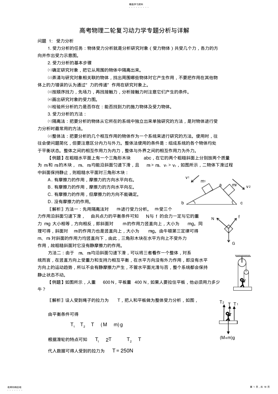 2022年高考物理二轮复习动力学专题分析与详解 .pdf_第1页