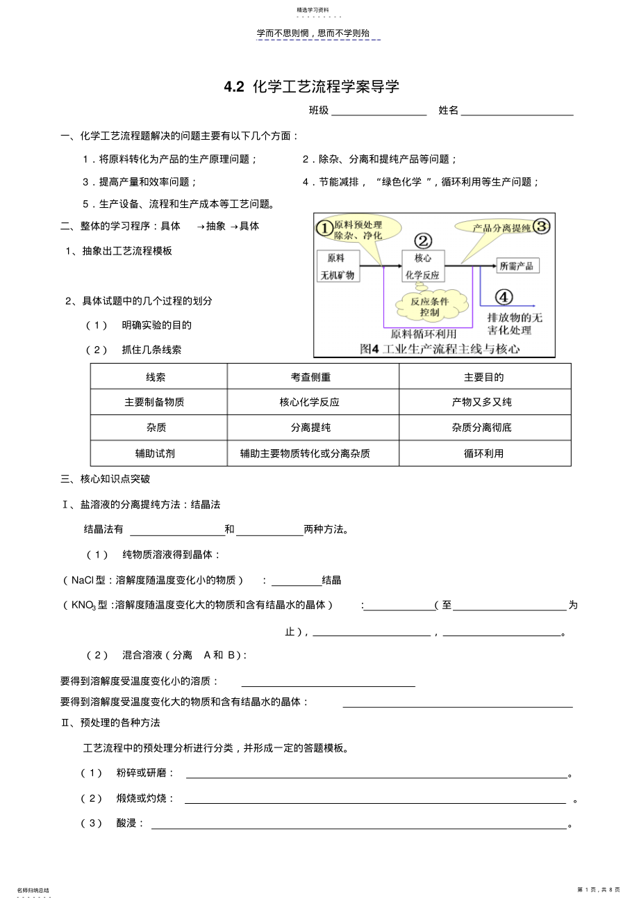 2022年高三复习化学工艺流程学案 .pdf_第1页