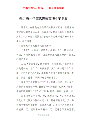 关于高一作文优秀范文800字5篇.docx