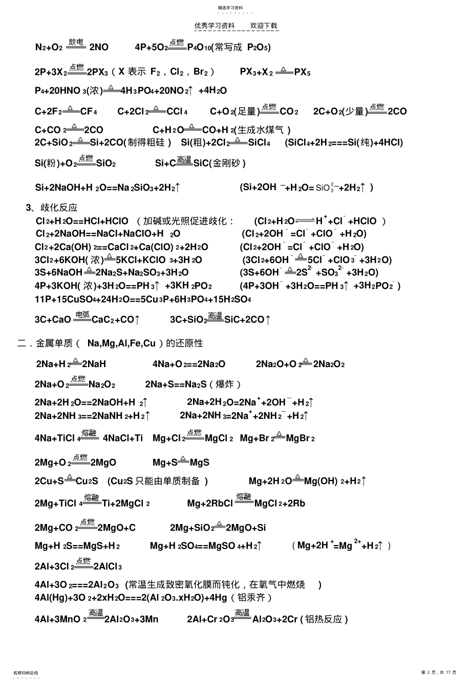 2022年高中化学方程式常用总结 .pdf_第2页