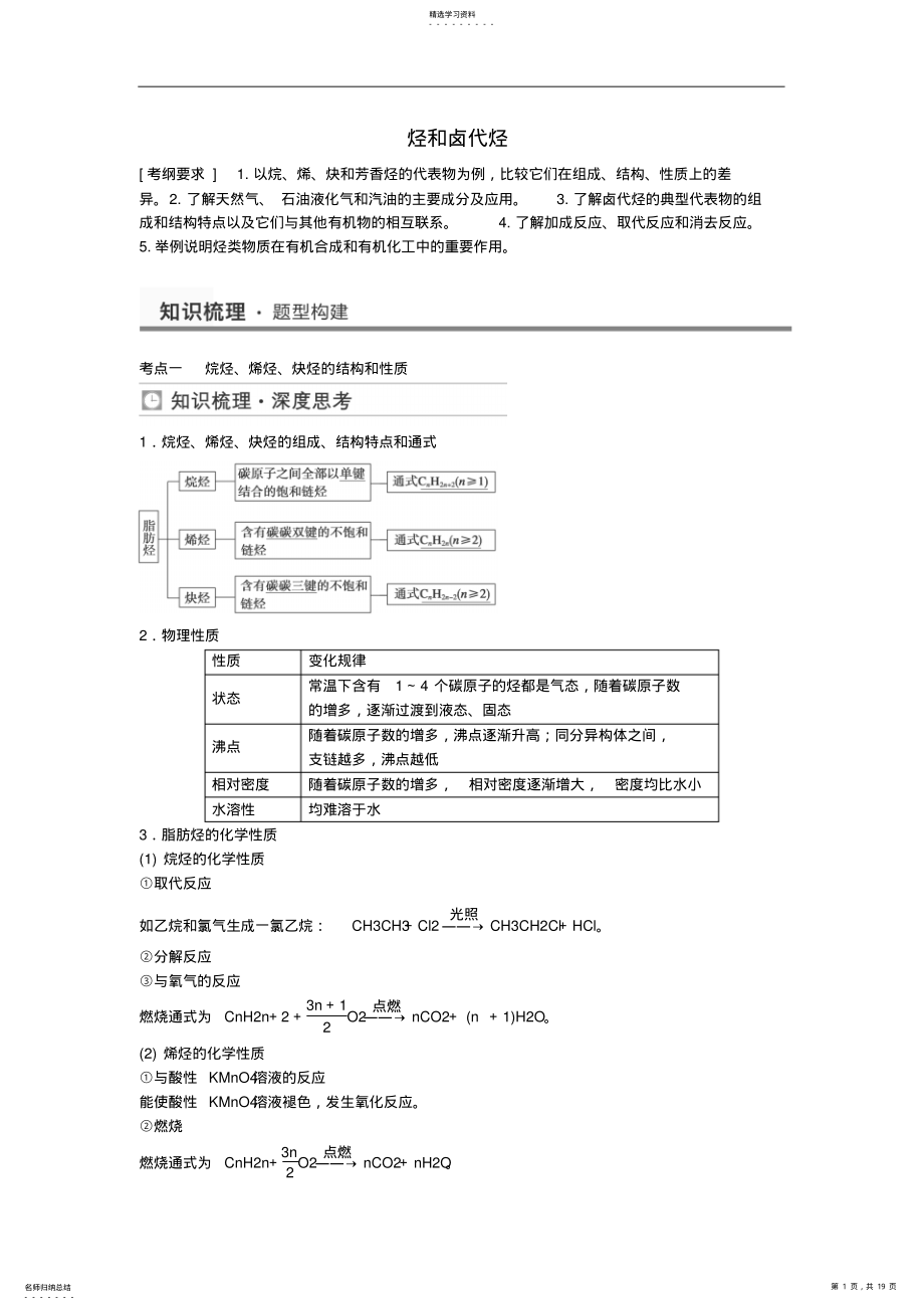 2022年高考化学烃和卤代烃考点全归纳 .pdf_第1页