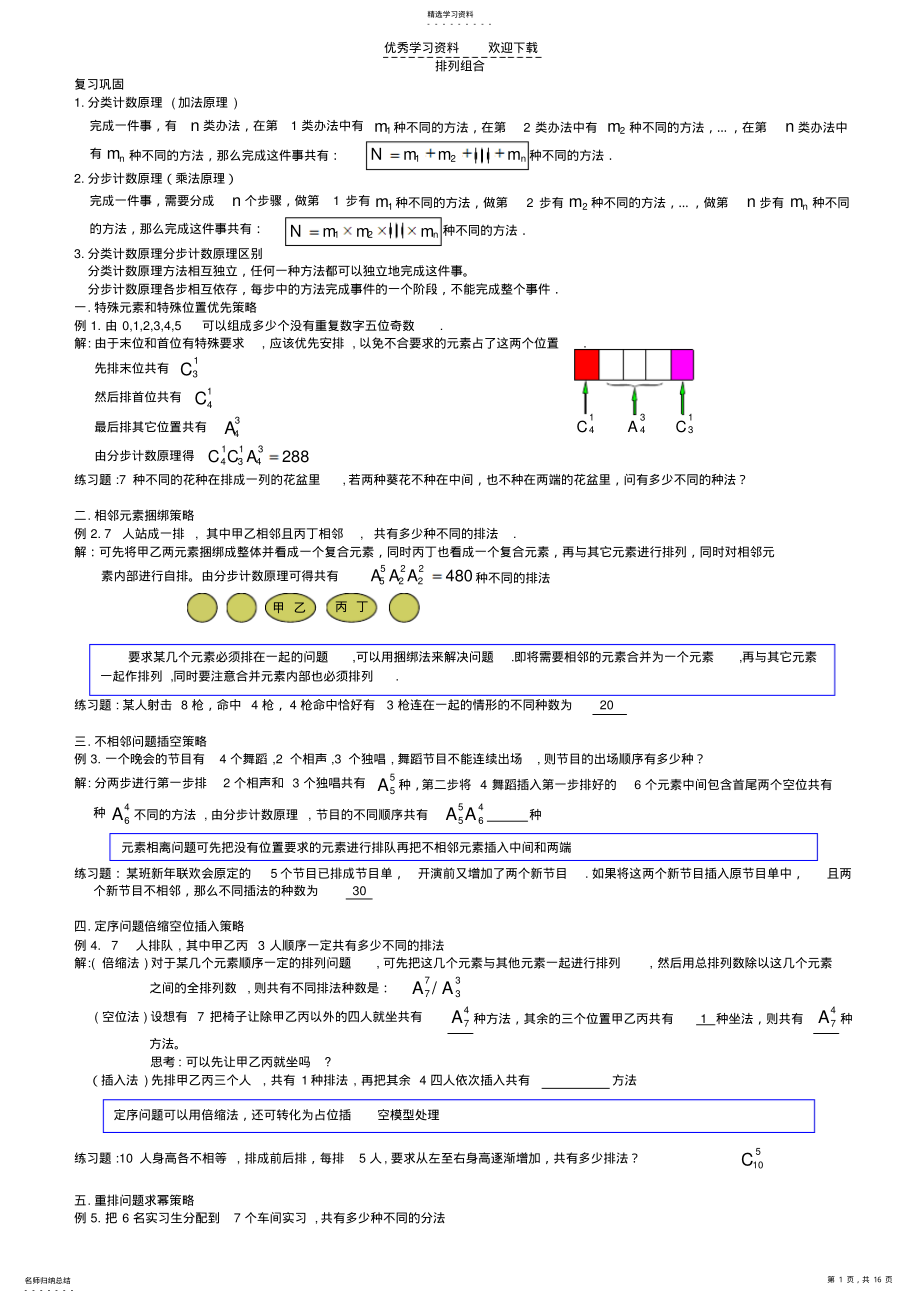 2022年高中数学题型总结与方法--排列组合 .pdf_第1页