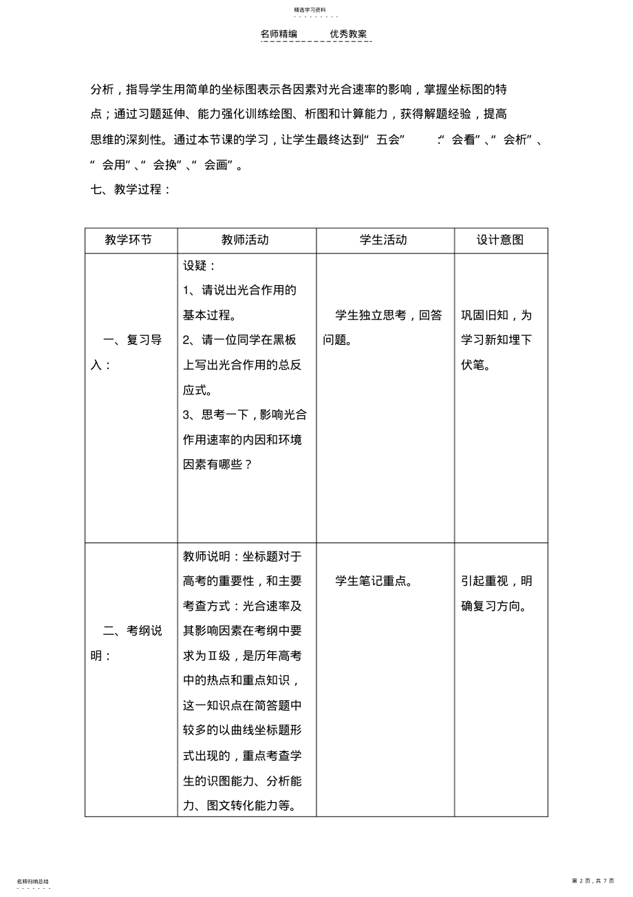 2022年教学设计影响光合作用速率的环境因素 .pdf_第2页