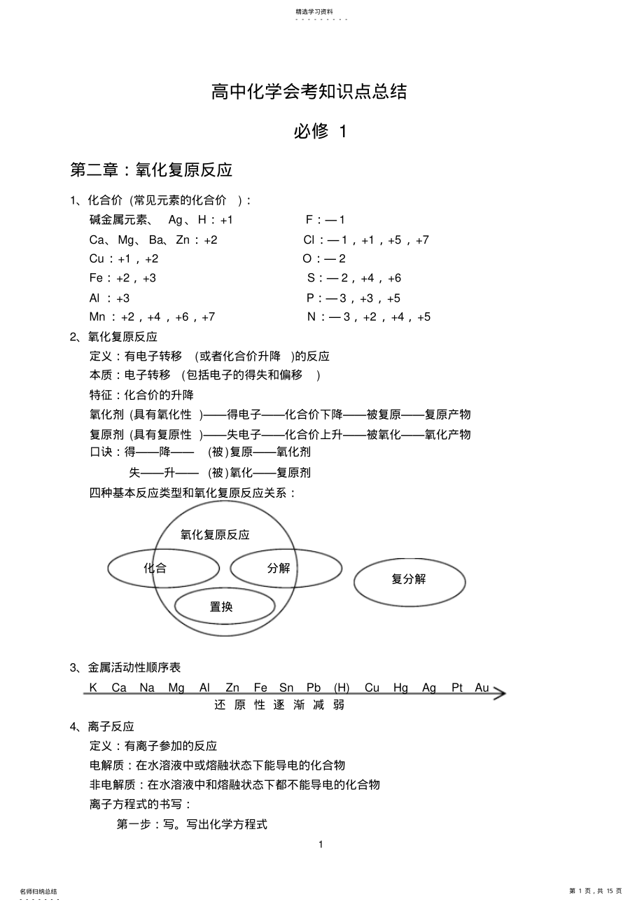 2022年高中化学会考复习总结 .pdf_第1页