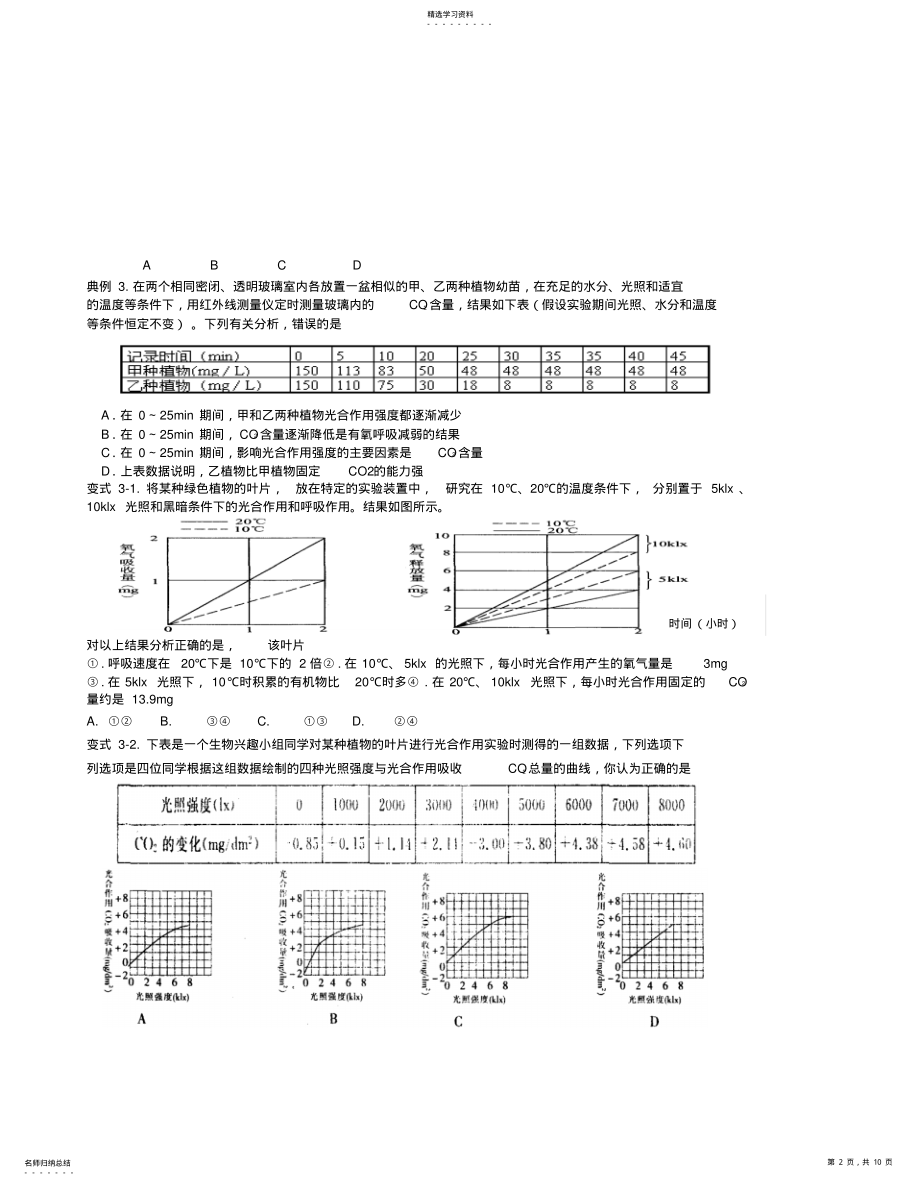 2022年高考生物光合作用和呼吸作用专题训练地址 2.pdf_第2页