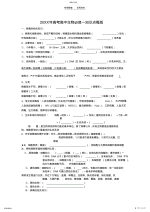 2022年高中生物必修一知识点空白版 2.pdf