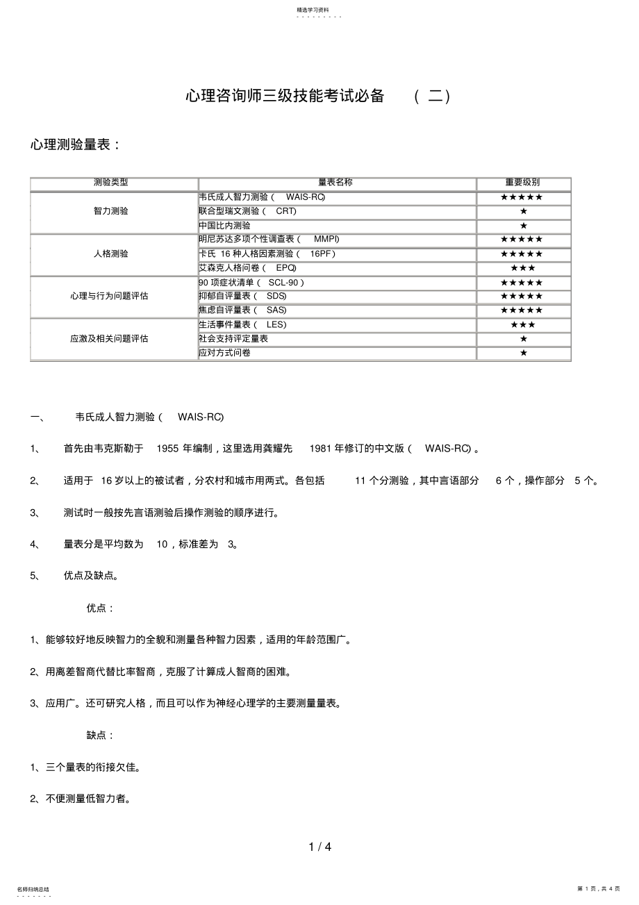 2022年心理咨询师三级技能考试必备 .pdf_第1页