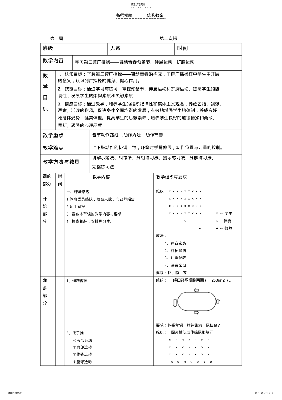 2022年教案舞动青春广播体操预备节 .pdf_第1页