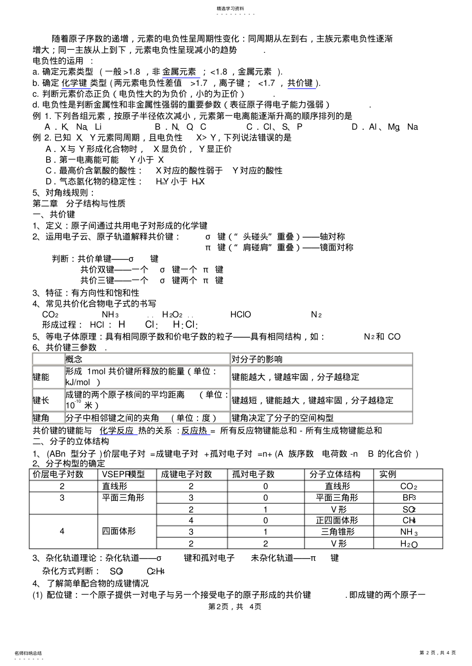 2022年高中化学人教版《选修3》知识点总结 .pdf_第2页