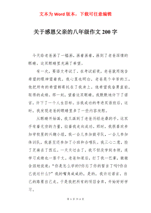 关于感恩父亲的八年级作文200字.docx