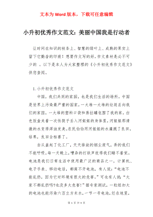 小升初优秀作文范文：美丽中国我是行动者.docx