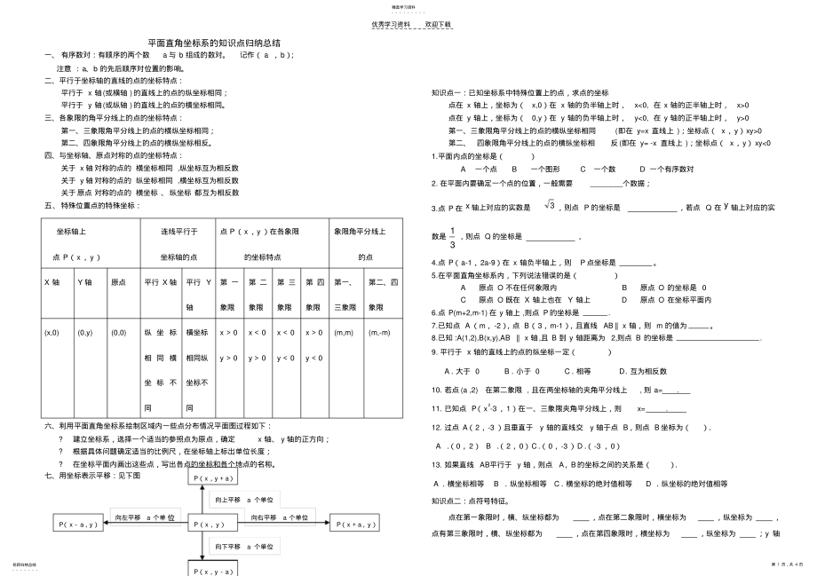 2022年平面直角坐标系的复习试卷 .pdf_第1页