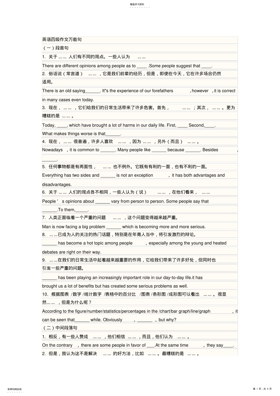 2022年高中英语作文万能句和高级词汇 .pdf_第1页