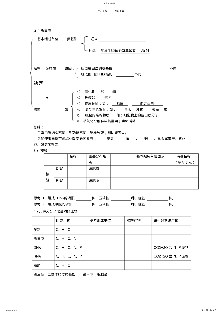 2022年高一生物知识总结 .pdf_第2页