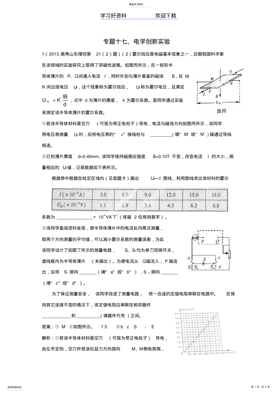 2022年高考物理真题分类解析专题电学创新实验 .pdf_第1页