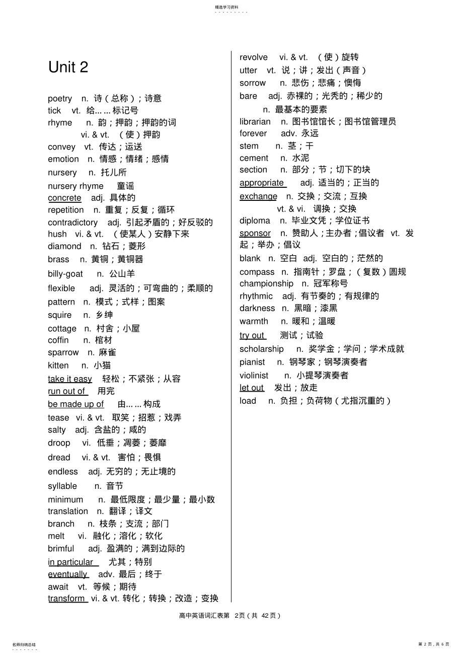 2022年高中英语选修六单词表2 .pdf_第2页