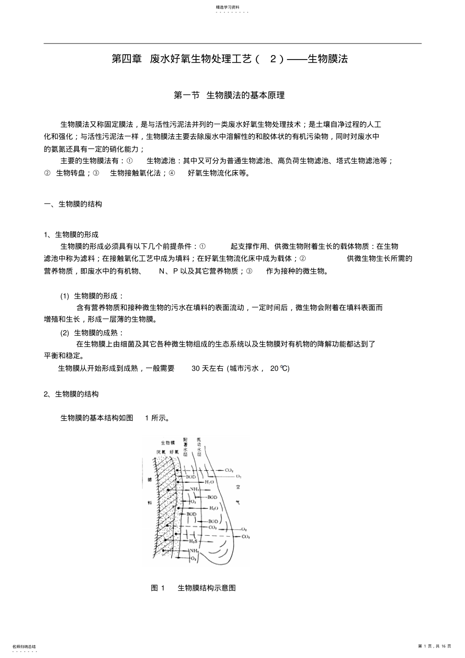 2022年废水好氧生物处理工艺生物膜法水处理教案 .pdf_第1页