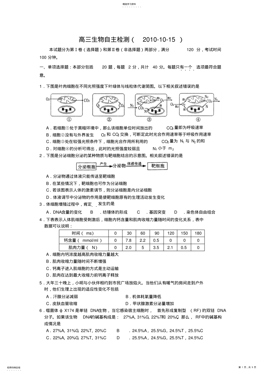 2022年高三生物自主检测 .pdf_第1页