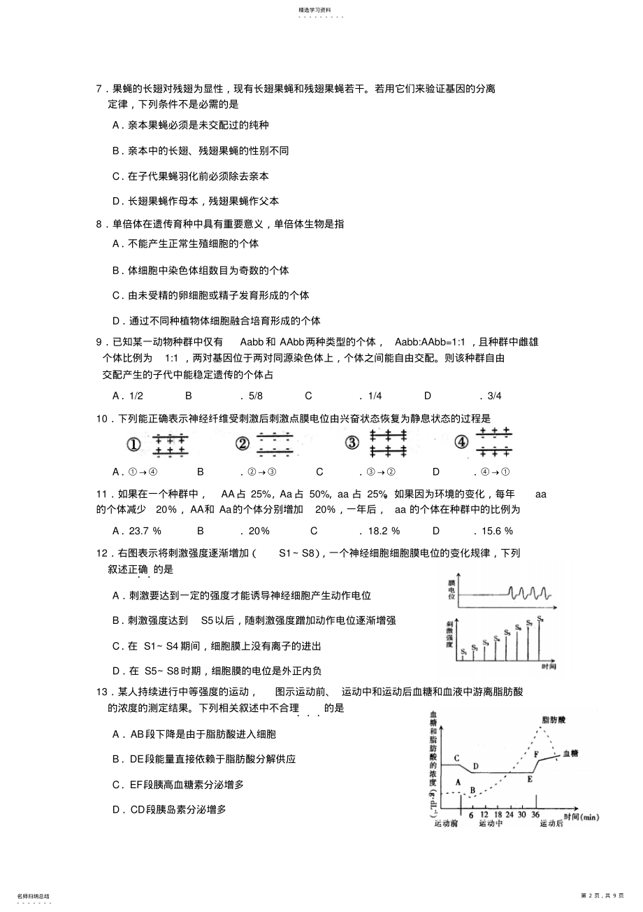 2022年高三生物自主检测 .pdf_第2页