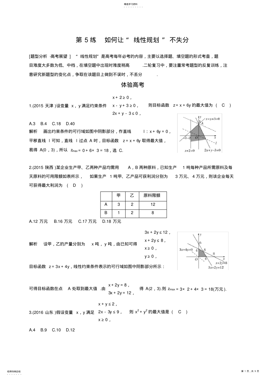 2022年高考前复习如何让“线性规划”不失分 .pdf_第1页