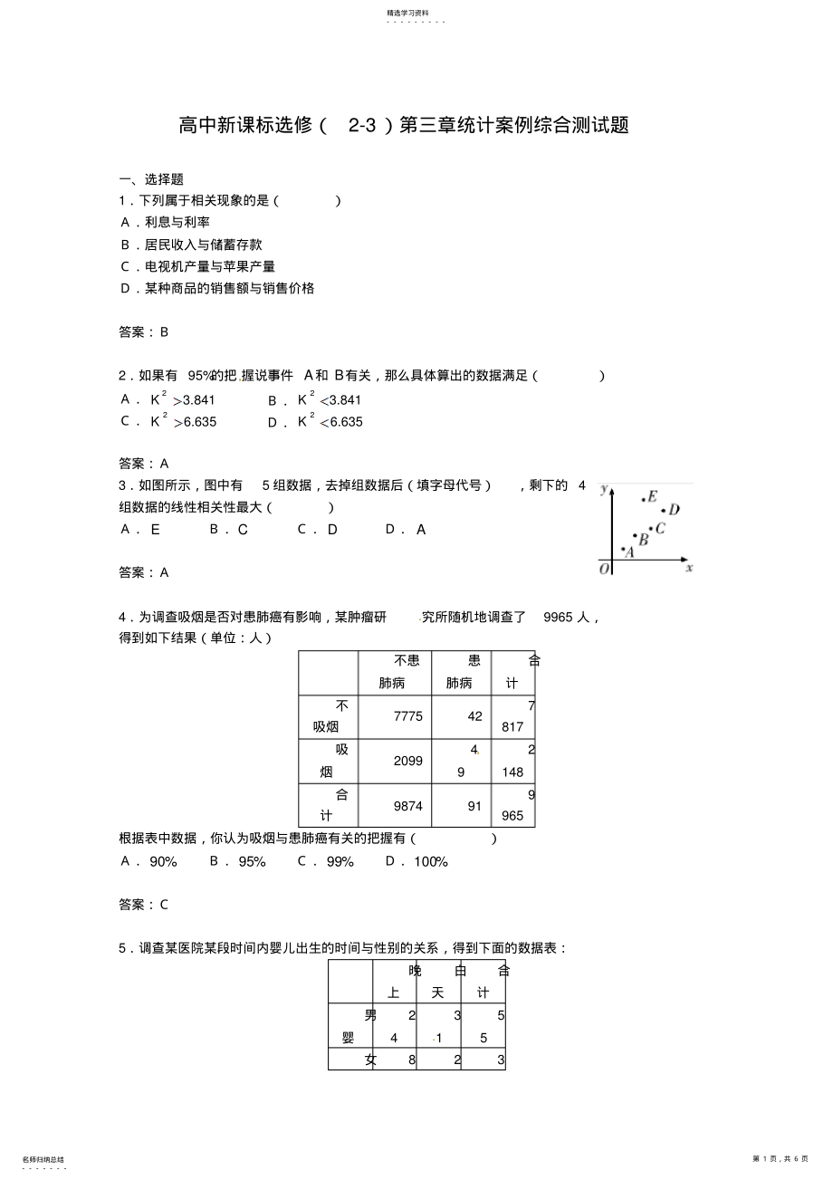 2022年数学：第三章《统计案例》测试6 .pdf_第1页