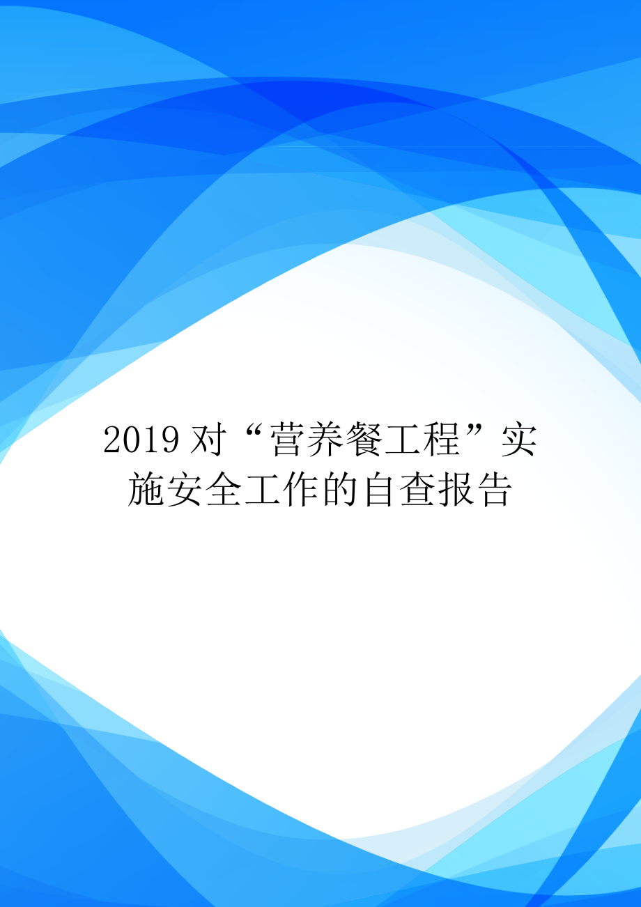 2019对“营养餐工程”实施安全工作的自查报告.doc_第1页