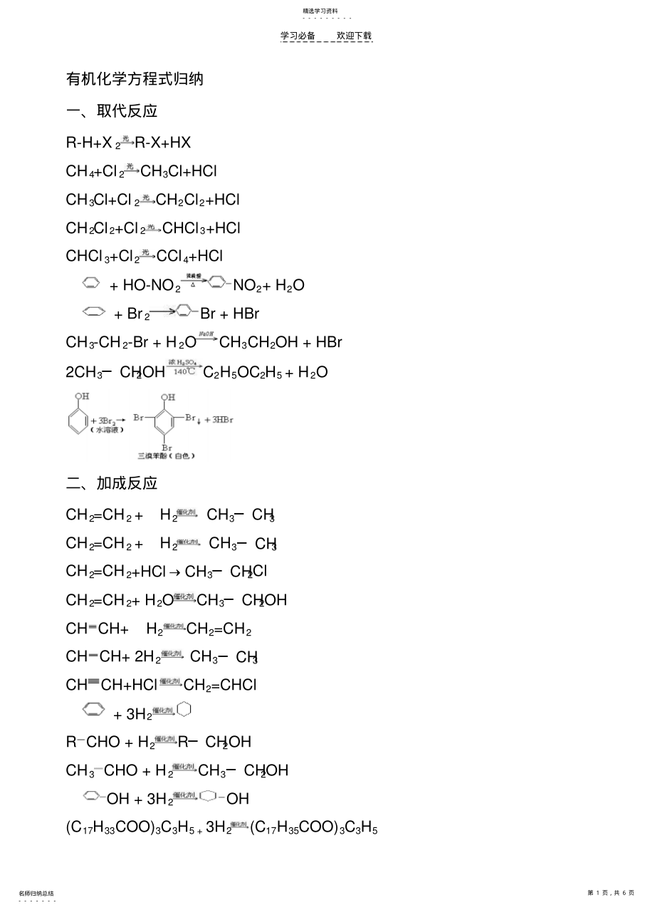 2022年高中化学有机方程式分类 .pdf_第1页