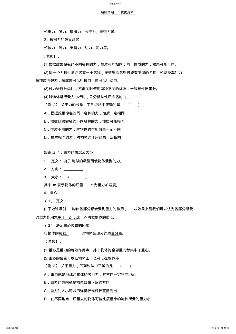 2022年高中物理必修一相互作用知识点题型完美总结 .pdf_第2页