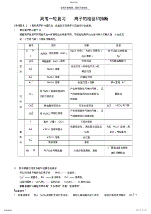 2022年高三专题复习离子共存离子的检验和推断 .pdf