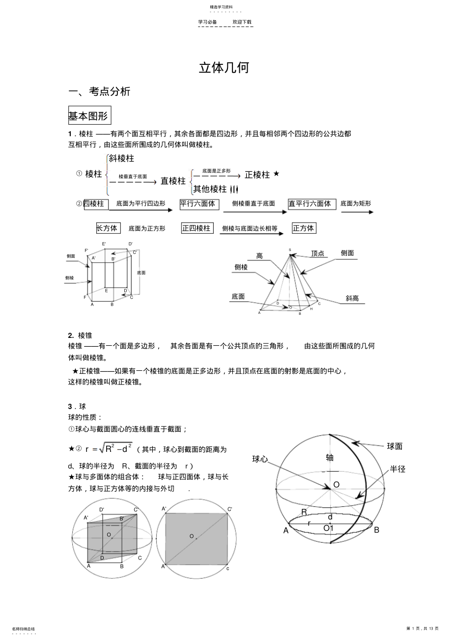 2022年高考立体几何专题复习 .pdf_第1页