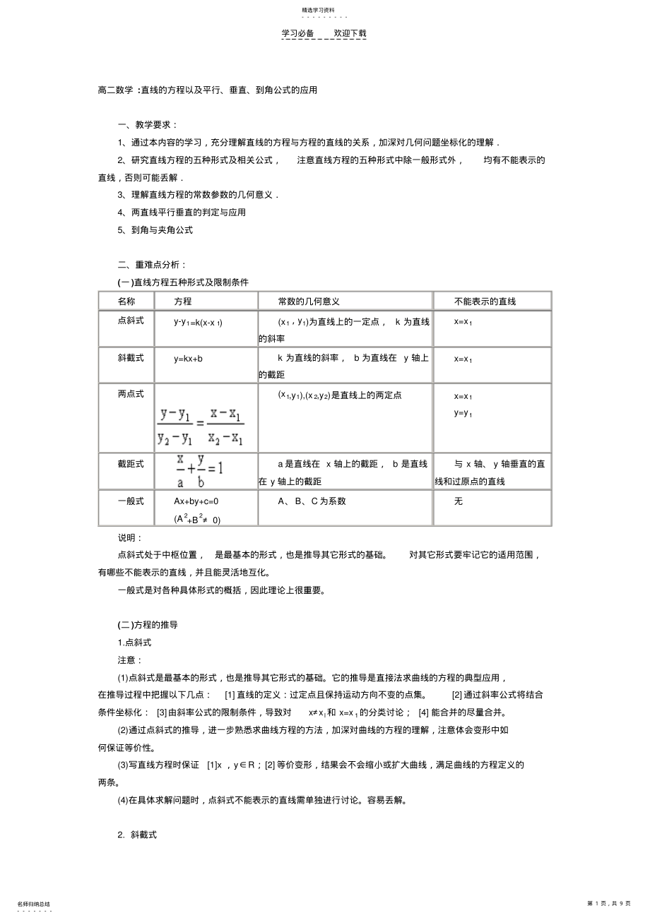 2022年高二数学直线的方程 .pdf_第1页