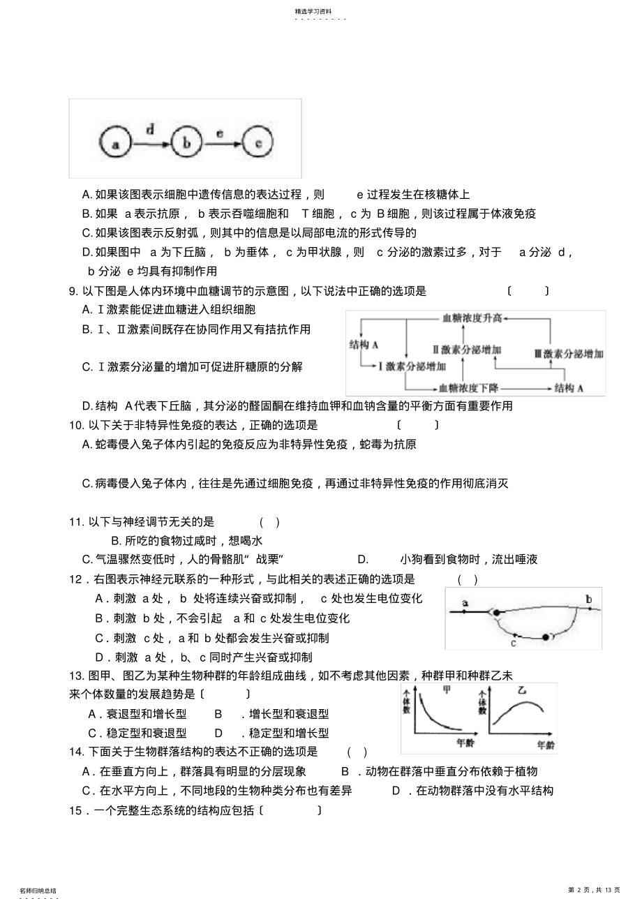 2022年高三生物必修三综合测试 .pdf_第2页