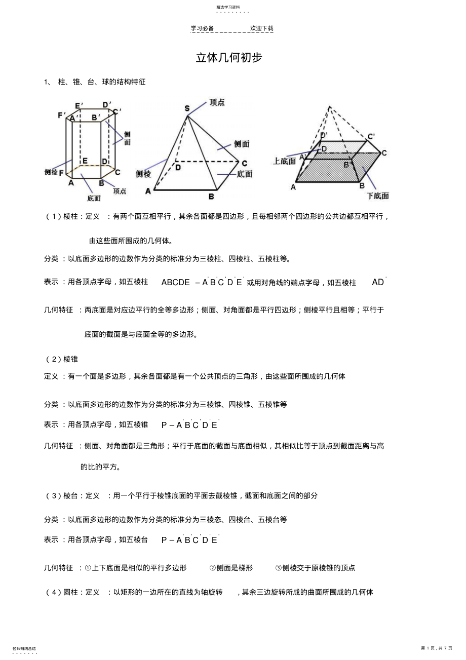 2022年高中数学必修二立体几何知识点梳理 .pdf_第1页