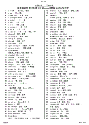 2022年高中英语新课程标准词汇表习惯用语和固定搭配 .pdf