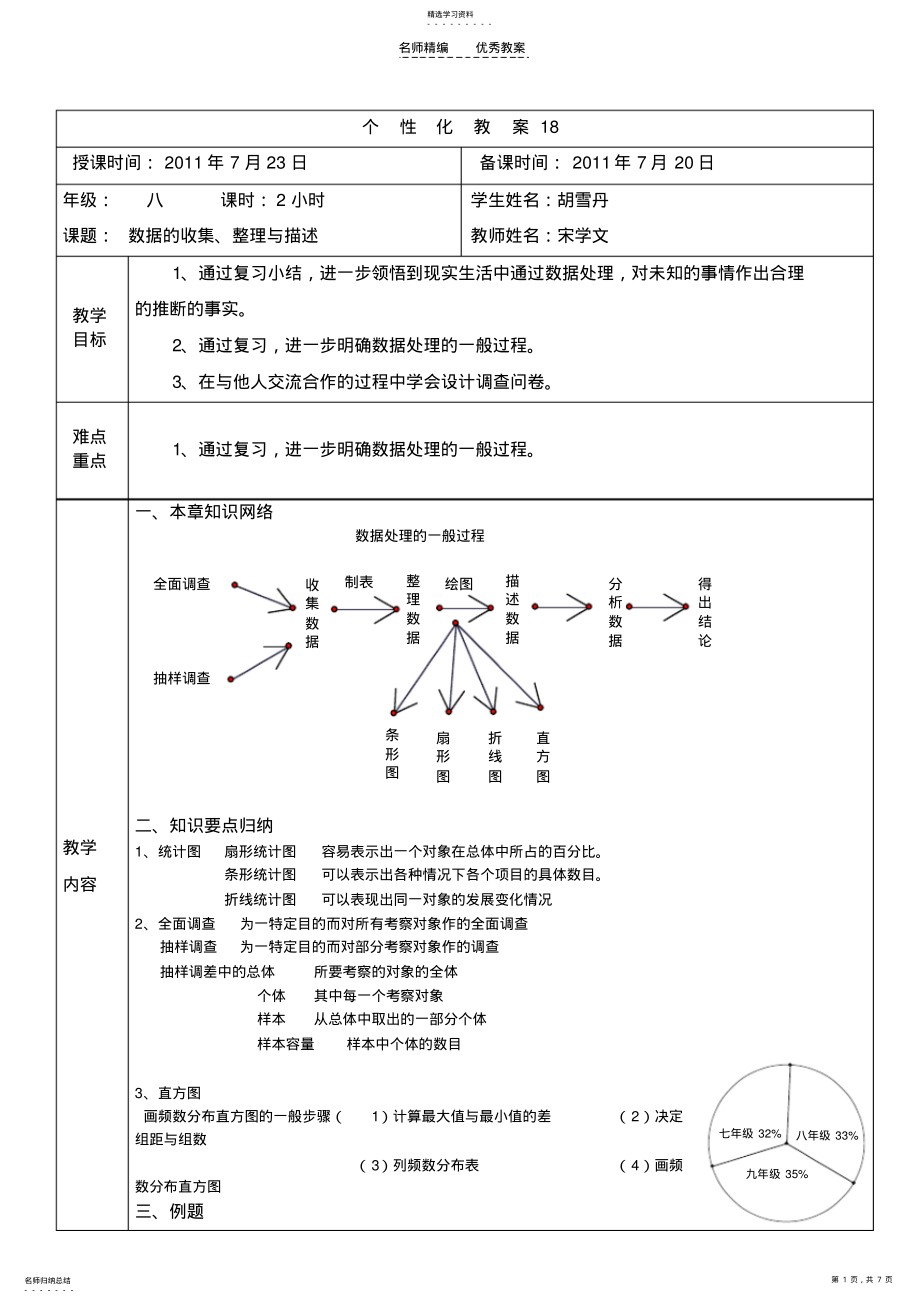 2022年数据的收集整理与描述单元复习教案 .pdf_第1页