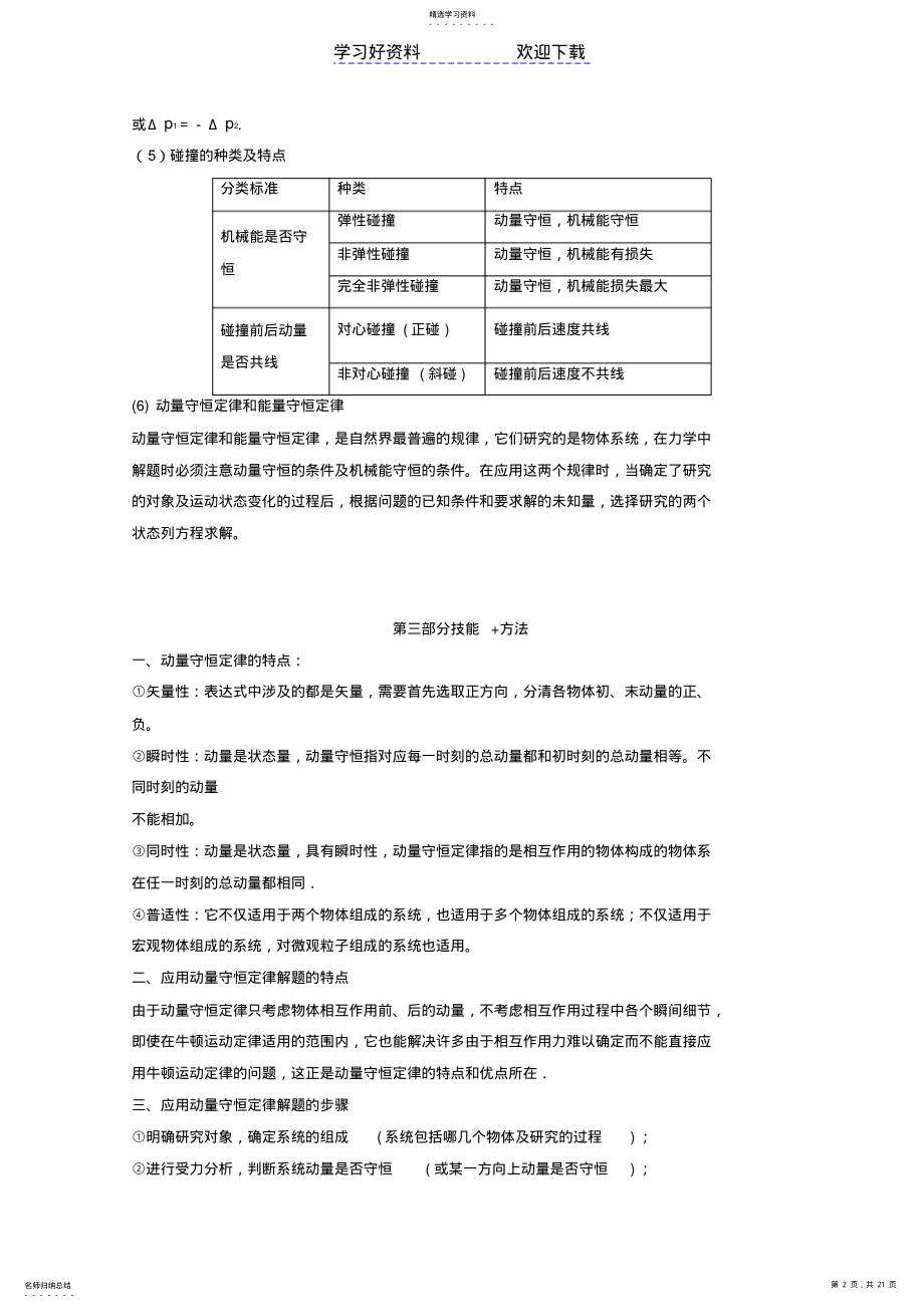 2022年高考物理备考艺体生百日突围系列专题碰撞与动量守恒含解析 .pdf_第2页