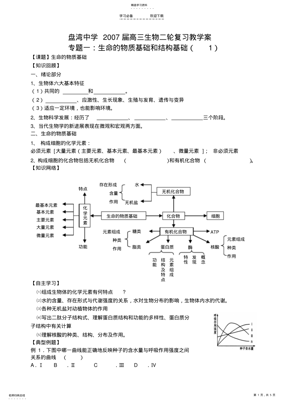 2022年高三生物二轮复习专题一 .pdf_第1页