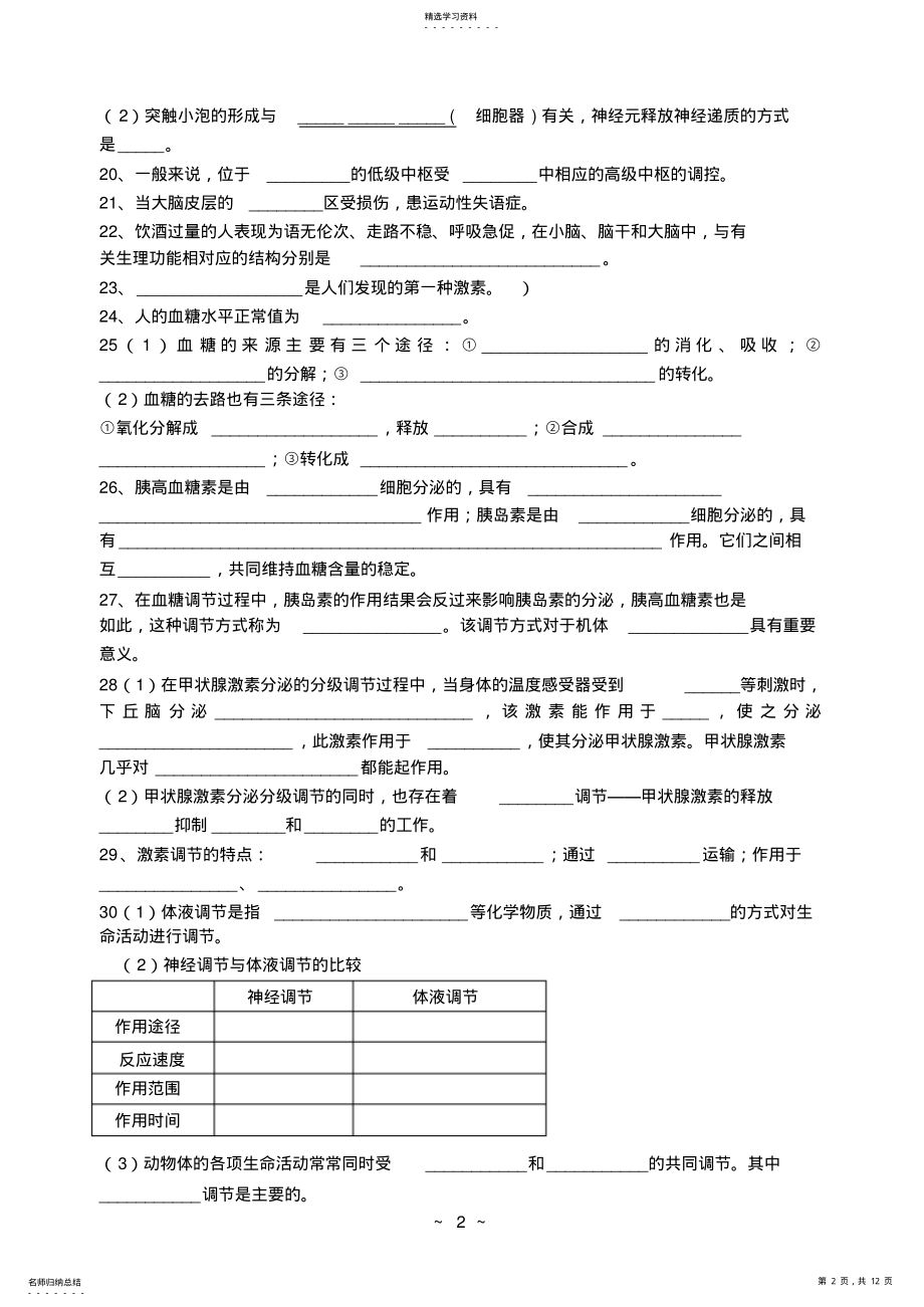 2022年高中生物必修三知识填空 .pdf_第2页