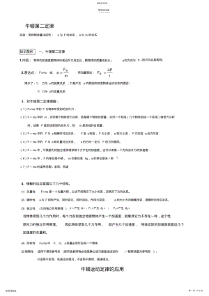 2022年高考物理知识点总结12牛顿第二定律 .pdf