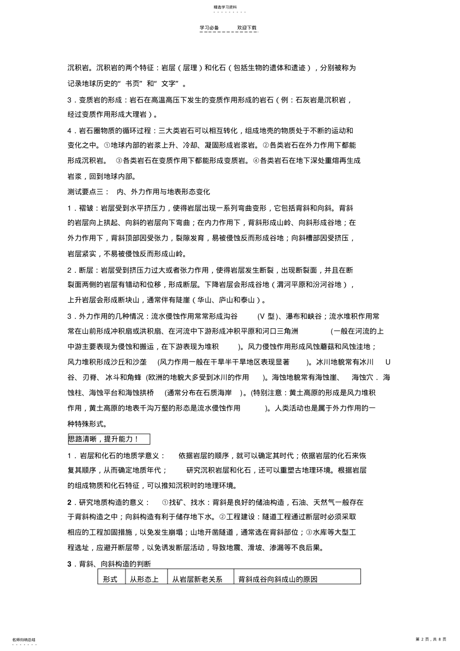 2022年高考地理二轮复习专题岩石圈与地表形态 .pdf_第2页