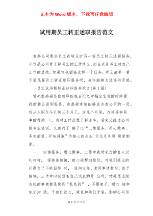 试用期员工转正述职报告范文.docx