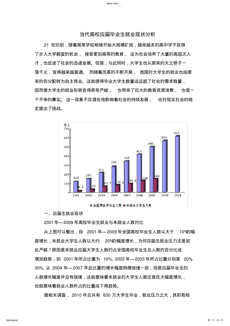 2022年当代高校应届毕业生就业现状分析 .pdf_第1页