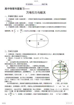 2022年高考总复习高中物理专题复习万有引力与航天 .pdf