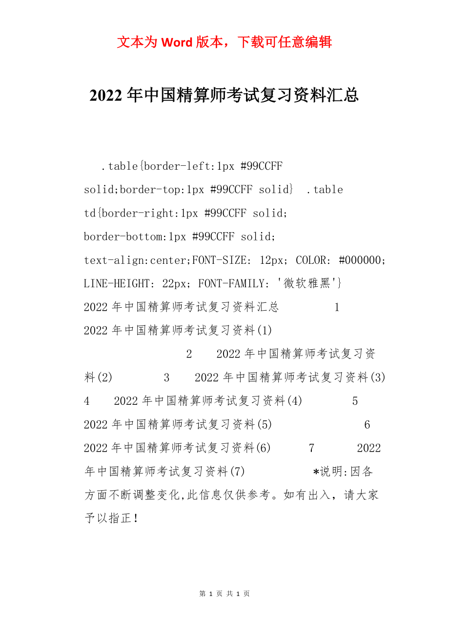 2022年中国精算师考试复习资料汇总.docx_第1页