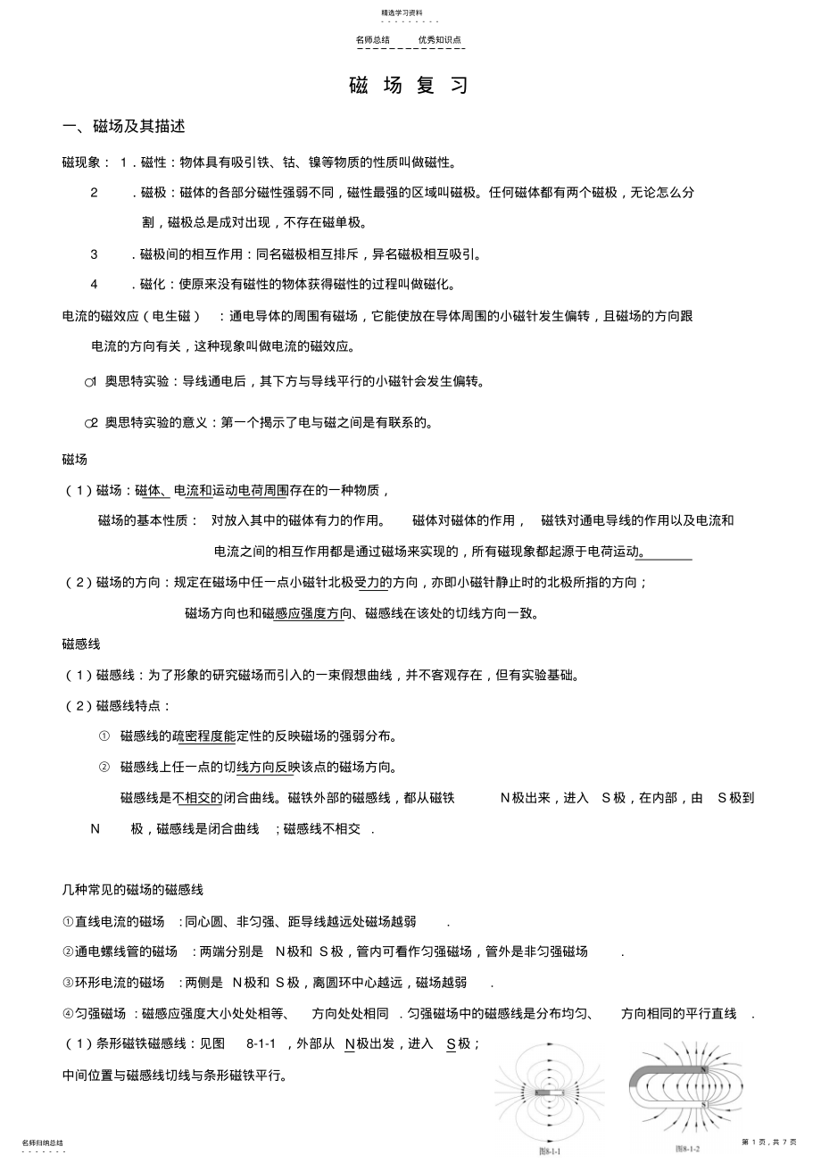 2022年高中物理磁场知识点总结 .pdf_第1页