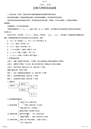 2022年高中立体几何高考知识点 .pdf