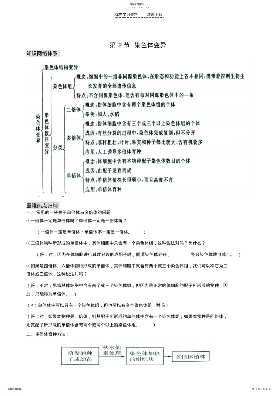 2022年高三一轮复习染色体变异 .pdf_第1页