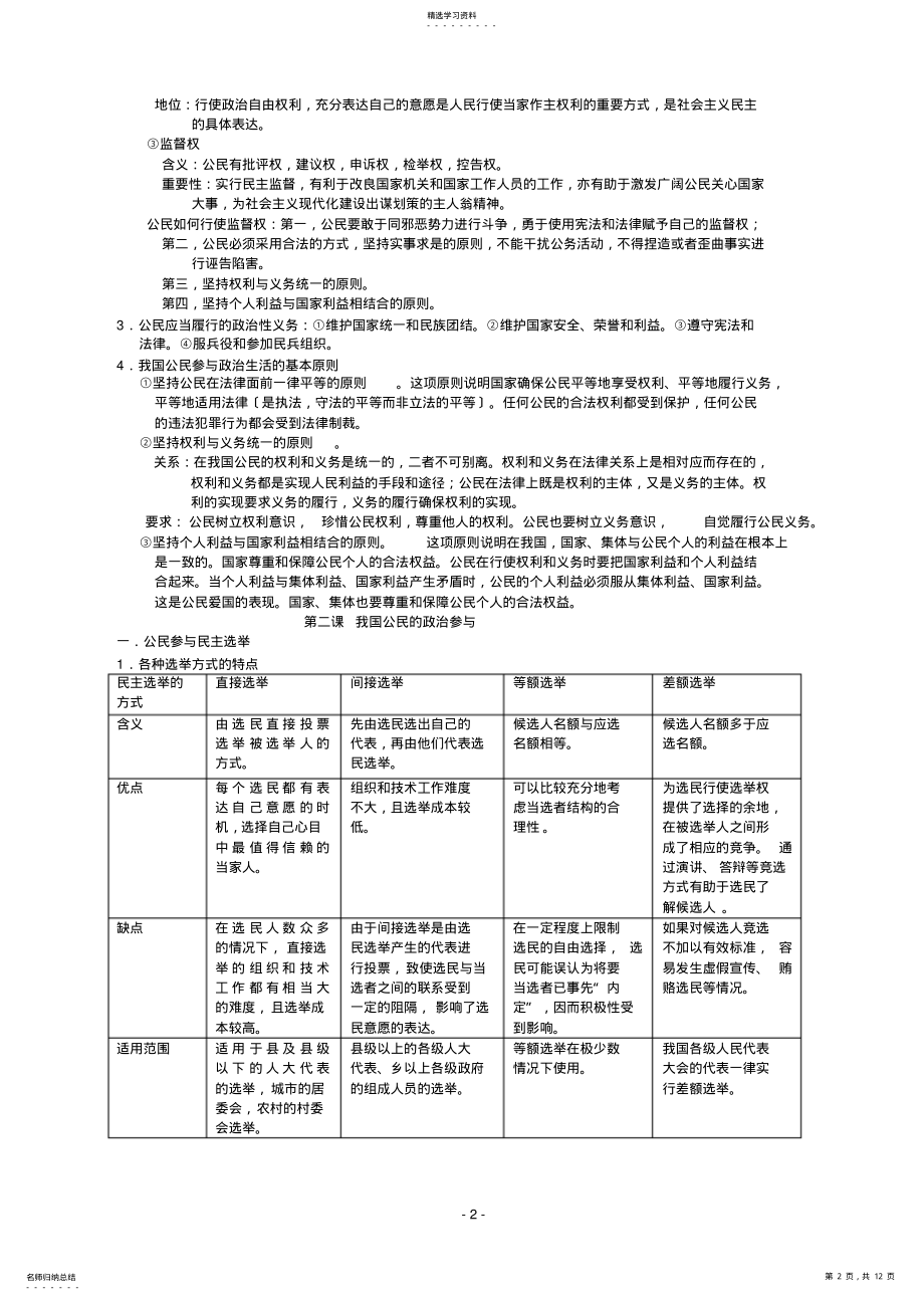 2022年高中政治学复习提纲 .pdf_第2页